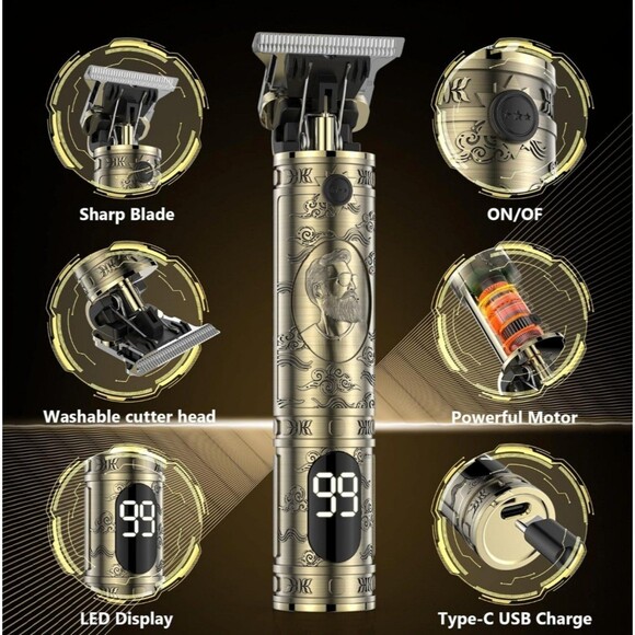 Cordless Hair Clippers for Men Professional Beard Trimmers Shaver - Picture 3 of 7